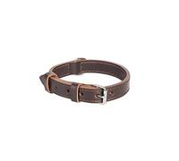 Dingo Dog Collar from Double Stapled Leather, Lined, Durable Handmade Classic, Brown 12517