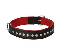 Dingo Dog Collar Made of Exclusive Soft Leather, Decorative and Durable Black with Red Padding 11440