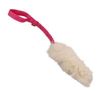 DINGO dog toy - sheepskin with pink bungee, agility motivation reward tug for training and fun 15580