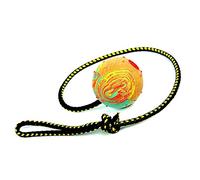 Dingo Fetch Ball Made of Hard Rubber with a String, Medium, for Aport Game Dog Training 17297