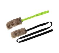 DINGO Fleece Set: 55 cm Chaser Toy and 150 cm Rope Dog Tug Hand Sewn Artificial Fur and Polypropylene with Squeaker and Shock-Absorber Handle for Training, Agility, Fetch, Play - Green & Black Z30021