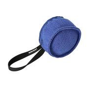 DINGO GEAR Berta Tug Toy for Bite Training, IGP, Fetch, Obedience, Dog Sports, Hand Sewn Strong Stitching French Material Bite Tug 1 Handle, Drum Shape - Blue S00093