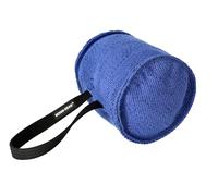 DINGO GEAR Berta Tug Toy for Bite Training, IGP, Fetch, Obedience, Dog Sports, Hand Sewn Strong Stitching French Material Bite Tug 1 Handle, Barrel Shape - Blue S00095