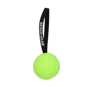 DINGO GEAR Dog Ball Leatherette Ø 13 cm Filled with Silicone Fiber Hand Sewn 1 Sturdy Handle for Training, Fetch, Obedience, Play, Medium to Large Breeds - Neon Green S02697
