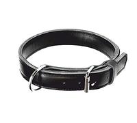 DINGO GEAR Max Genuine Leather Collar, Extreme Strong and Durable Collar with Chromed Fittings, Dog Neck Girth 48-56 cm, Suitable for Working Dogs, Black (S04031)