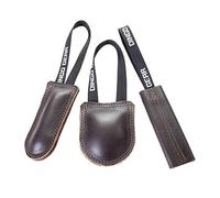 DINGO GEAR Set: 3 x Dog Toys for Training Bite Work K9 IGP Obedience Agility Fetch Tug of War Play, Genuine Leather Strong Handle Hand Sewn - Brown (S10035)