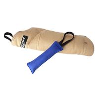 DINGO GEAR Set: Midi Soft Jute Bite Sleeve with Nylcot Tug Toy, Bite Training Tools for IGP Dog Sports Services, Level 3 Advanced - Ecru & Blue (S010042)