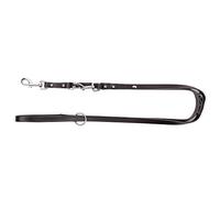 Dingo Long Leash for Dog Black Genuine Leather Adjustable Lead for Daily Use 10260