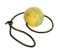 DINGO Nubby Dog Ball - Fully Rubber-Filled, with Bell and 60 cm Long Rope - Suitable for Fetching, Dog Sports, Agility, Playtime - Medium Size - Random Colour (17280-2)