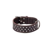 Dingo Predatory Dog Collar from Double Stapled Leather, Lined, Elegant Decorated with Studs, Brown 12117