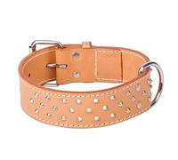 Dingo Predatory Dog Collar from Double Stapled Leather, Lined, Elegant Decorated with Studs, Natural 12071