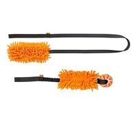 DINGO Set: 2 Dog Toys - Rope Wand with Long Handle & Chaser Tug Toy with Ball and Handle for Dog Training, Playing, Agility, Fetch, Microfiber Orange Z30052