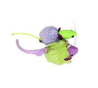 DINGO The Party Cat Toy Set: 2 Fluffy Knitwear Mice Toys with Attached Bells, for Play and Hunting. Lightweight Pet Toys, Colours Green and Purple (21194)