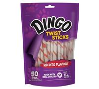 Dingo Twist Sticks Rawhide Chews, Made With Real Chicken, 50 Count