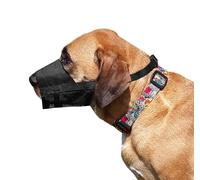 Dingo Waldemar Rutkowski Adjustable Nylon Muzzle Breathable Mesh for Large & Medium Breeds, Giant Schnauzer, Retriever, Rottweiler, L Black 16776-2