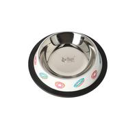 Dingo Waldemar Rutkowski Dog Bowl - Heavy Duty Metal Non Slip Dog Bowl with Rubber Base, Ergonomic Shape, Donuts, 0.16L Capacity (Z30040)