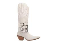 Dingo Womens Buck Wild Suede Leather Casual Boots Over the Knee Mid Heel 2-3" - White, White, 7.5 UK