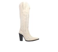 Dingo Womens Double Take Suede Leather Casual Boots Over the Knee Mid Heel 2-3" - White, White, 9 UK