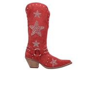 Dingo Womens Lucky Stars Suede Leather Casual Boots Mid Calf Mid Heel 2-3" - Red - Size 8.5 M