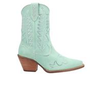 Dingo Womens Tiny Pony Suede Leather Casual Boots Ankle Mid Heel 2-3" - Green, Green, 8 UK