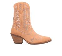 Dingo Womens Tiny Pony Suede Leather Casual Boots Ankle Mid Heel 2-3" - Orange, Orange, 8 UK