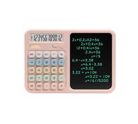 DingRound Calculator with Writing Tablet, Desktop Calculator with LCD Notepad, 12-Digit Large Display, Dual Power (Solar & AAA Battery), Erasable Memo Pad with Stylus for Office Finance School (Pink)