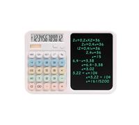 DingRound Calculator with Writing Tablet, Desktop Calculator with LCD Notepad, 12-Digit Large Display, Dual Power (Solar & AAA Battery), Erasable Memo Pad with Stylus for Office Finance School (White)