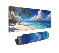 DingRound Extended Gaming Mouse Pad (27.6 x 11.8 in) - Non-Slip Large Mousepad for Esports & Laptop - Waterproof Rubber Base with Stitched Edges (Island Daydream)