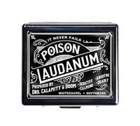 DingRound Silver Vintage Pill Box 7 Day Metal Pill Box with Mirror and 8 Compartments Cute Travel Pill Organizer for Purse (Vintage Halloween Label)
