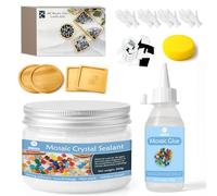 DINGSEN 4Pcs Mosaic Coaster Kit, with Black/White/Gray Mosaic Tiles for Crafts, Wooden Coasters, Mosaic Glue and Grout Tools, Easy Home Decor Gift Making