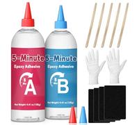 DINGSEN 5 Minute Epoxy Glue - Clear, 8.8 oz, Quick Cure, Waterproof & Tough, 2 Part Epoxy Adhesive for Hard Plastics, Metals, Ceramics, Wood, Etc