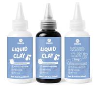 DINGSEN Liquid Polymer Clay, Liquid Clay for Polymer Clay Oven-Bake, for DIY Enthusiasts, Education and Crafting, Easy to Shape & Multi-Mold Compatible, Black 60ml, White 60ml, Transparent 60ml