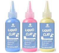 DINGSEN Liquid Polymer Clay, Liquid Clay for Polymer Clay Oven-Bake, for DIY Enthusiasts, Education and Crafting, Easy to Shape & Multi-Mold Compatible, Antiquewhite 60ml, Blue 60ml, Pink 60ml