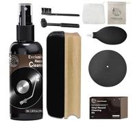 DINGSEN Vinyl Record Cleaning Kit,Complete 8-in-1,100ml Vinyl Record Cleaner、Velvet Record Brush、Straight Handle Brush、Round Head Brush、Silicone Record Tray、Suede Wipe、Ear Wash Ball & Storage Bag