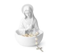 DINGSEN Virgin Mary Jewelry Holder - Elegant Religious Keepsake for Rosary, Necklace & Rings, Catholic Home Decor, Resin Statue with Detailed Craftsmanship