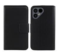Dingshengk Black Premium Business Flip Genuine Real Leather Protector Case For Fairphone 4 6.3" Magnetic Card Slot Wallet Protective Bumper