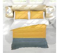 DINGSION Mark Rothko Style Duvet Cover Set 3 Pieces Yellow and Grey Soft Comfortable Bedroom Bedding Set with 2 Pillow Shams Zipper 4 Ties Double