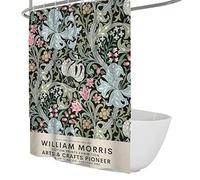 DINGSION William Morris Bathroom Shower Curtains Famous Painting Design Green Plants and Colorful Flowers Waterproof Shower Room Curtains W180xL180cm