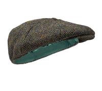 Dingwall 8 Piece Flat Cap - 100% Handwoven Wool - Harris Tweed - Water Resistant - Woodland - 56cm