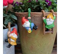 Dingzhidiy 3PCS Cute Climbing Gnome Figurines Flower Pot Hugger, Resin Garden Gnomes Statue, Plant Decorations for Pots, Outdoor Decor Fence Ornaments for Patio Lawn Garden Yard