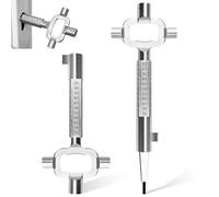 Dinhauyon 2 Pieces Construction Site Key, Universal Construction Key, Control Cabinet Key Zinc Alloy for to Open Mortise Cylinder Lock with Measuring Scale, Installation Tools for Windows Doors