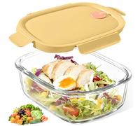 Dinhauyon Glass Lunch Box with Lid, Bento Lunch Box 940ml, Single Compartment Bento Box, Microwave & Oven Safe High Borosilicate Glass, BPA Free Leak Proof Food Container for Office School Meal Prep