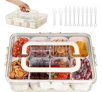 Dinhauyon Snackle Box, Bento Snack Box with 8 Compartments & Utensils, Portable Sectioned Box for snack, Ideal for Airplane Travel and Picnics