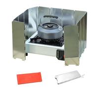 Dinhauyon Stove Windscreen,16 Plates Aluminum Stove Windshield,Camping Stove Accessories Folding Aluminium Compact Camping Windshields for Outdoor Camping Cookers（with storage box）