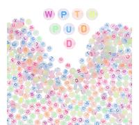 DINHEAROM 1000pcs Plastic Round Luminous Letter Beads for DIY Jewelry Making, Glow the Dark Alphabet Loose Beads Suitable for Craft Projects and Bracelet Making