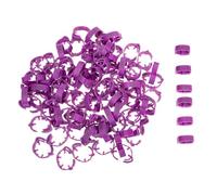 DINHEAROM 100Pcs Adjustable Poultry Leg Rings Numbered Foot Bands for Chickens Pigeons and Birds Farm Marking Identification Tags Purple