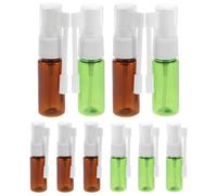 DINHEAROM 10pcs 15ml Refillable Nose Spray Bottles, Flat Shoulder Liquid Dispenser Containers in Green and Brown, Portable Spray Sub Bottles for Nasal Care and Personal Use