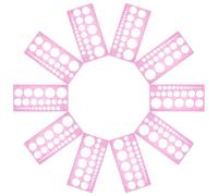 DINHEAROM 10pcs Pink Plastic Circle Shape Templates for Precision Drawing Easy to Carry Geometric Drawing Tools Suitable for DIY Cards and On-the-go