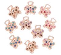 DINHEAROM 10pcs Rhinestone Butterfly Hair Clips Small Metal Jaw Grips Mini Crystal Barrettes for Women with Secure Anti-slip Hold Suitable for Thick Hair