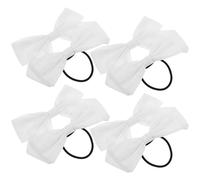 DINHEAROM 10pcs White Cotton Bow Hair Elastics and Women, Thin Hair Ties with Simple Design, Resistant to Deformation, for Occasions and DIY Tie-dye Projects